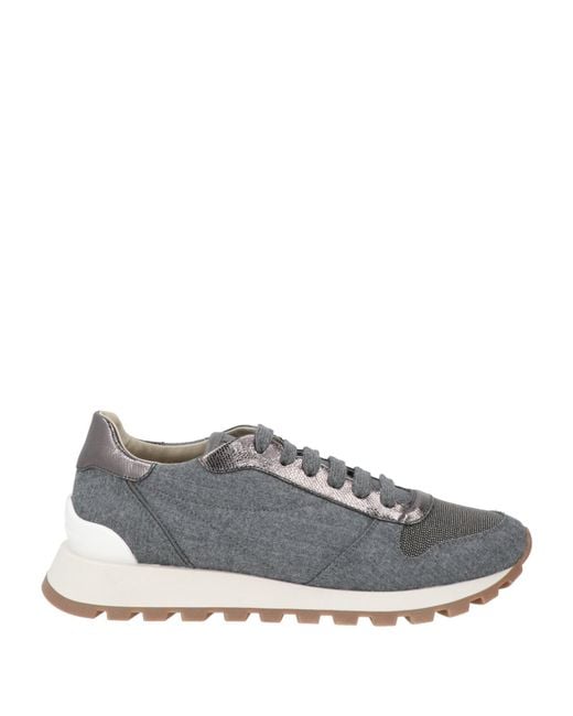 Brunello Cucinelli Gray Sneakers Textile Fibers, Brass