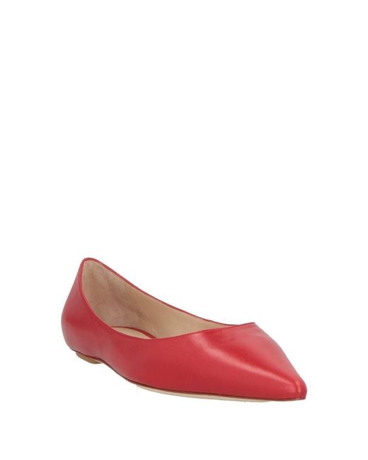 Stuart Weitzman Red Ballet Flats Leather