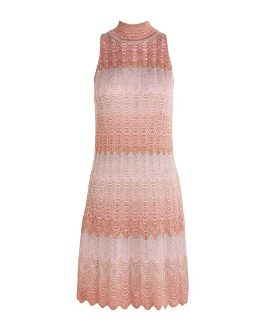 Missoni Pink Mini Dress Viscose, Metallic Fiber