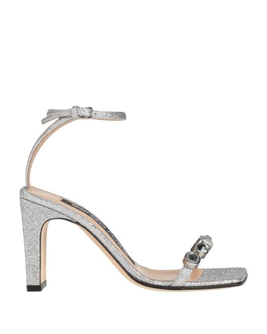 Sergio Rossi Metallic Sr1 Sandals Textile Fibers, Leather