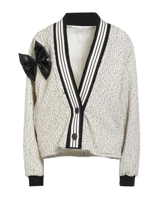 Noir Noir Black Cream Jacket Polyester, Cotton, Viscose