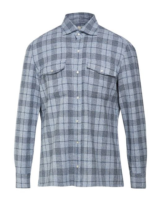 Luigi Borrelli Napoli Blue Light Shirt Cashmere, Silk for men