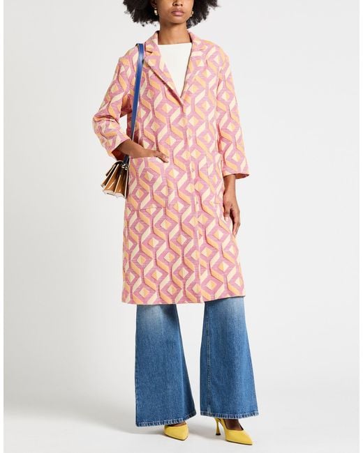 Niu Pink Overcoat & Trench Coat Polyester, Cotton, Polyamide