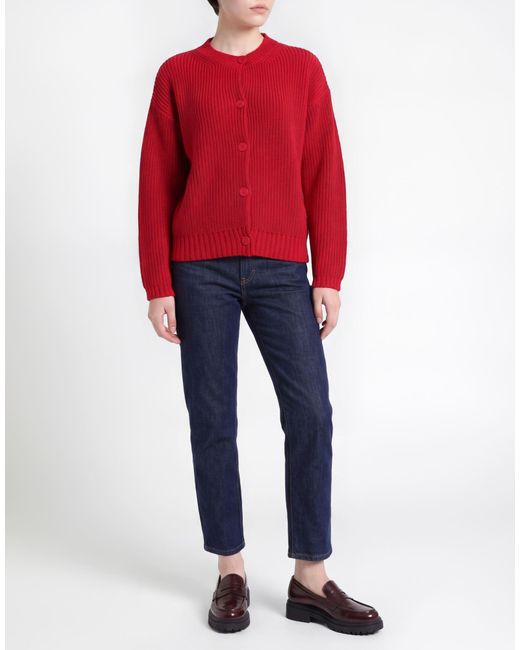 Alpha Studio Red Cardigan Merino Wool