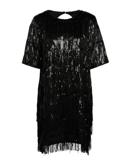 Haveone Black Mini Dress Polyester