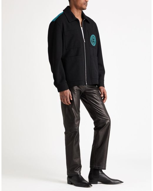 Versace Black Jacket Virgin Wool, Polyamide, Polyester for men