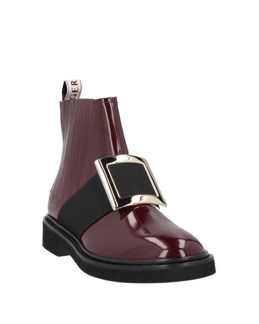 Roger Vivier Brown Burgundy Ankle Boots Leather