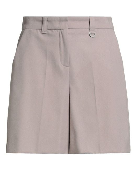 Marella Gray Monochrome Shorts & Bermuda Shorts Polyester, Viscose, Elastane