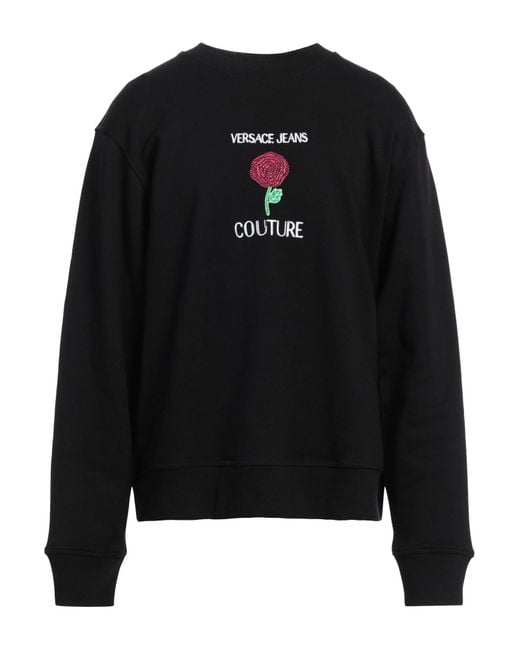 Versace Jeans Couture Black Sweatshirt Cotton, Elastane for men