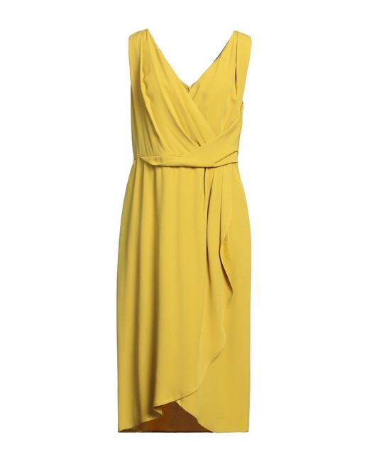 Caractere Yellow Mustard Midi Dress Viscose, Polyester