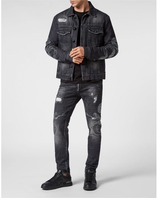 Capospalla Jeans di Philipp Plein in Black da Uomo
