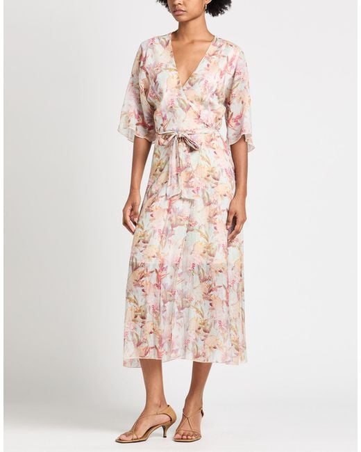 Guess Pink Midi Dress Viscose, Polyamide