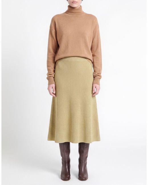 Fabiana Filippi Natural Sand Midi Skirt Virgin Wool, Mohair Wool, Polyamide, Silk, Cashmere