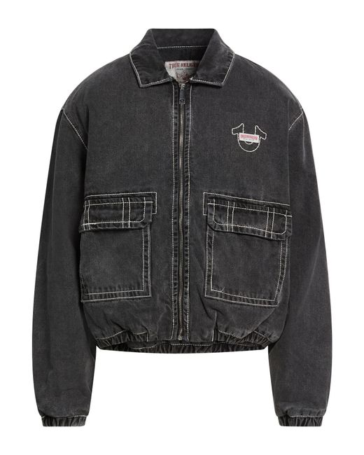 True Religion Black Denim Outerwear Cotton, Polyester for men