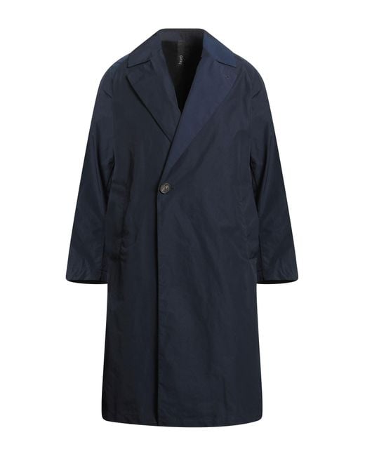 Hevò Blue Overcoat & Trench Coat Polyester, Cotton for men