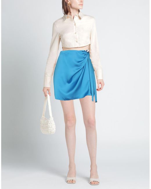 SIMONA CORSELLINI Blue Azure Mini Skirt Cotton