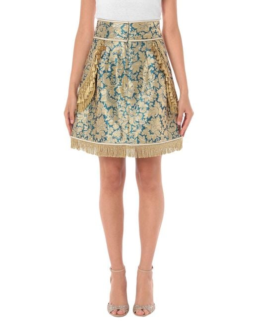 Dolce & Gabbana Multicolor Brocade Tassel Skirt