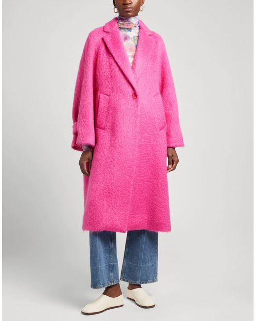 Semicouture Pink Coat Mohair Wool, Polyamide, Polyester