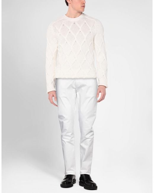 Brian Dales White Pants Cotton, Elastane for men