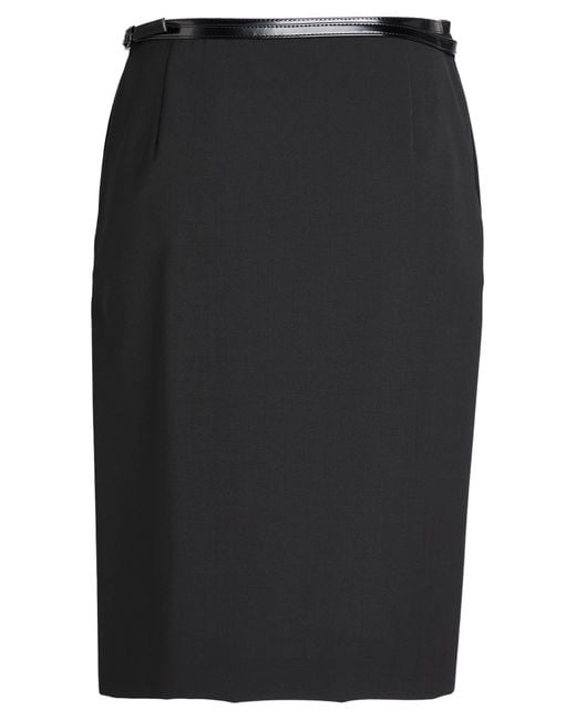 Philosophy Di Lorenzo Serafini Black Midi Skirt Polyester, Virgin Wool, Elastane, Polyurethane Resin