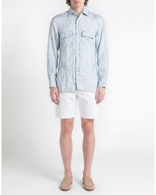 Kiton Blue Shirt Linen for men
