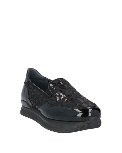 Hogan Black Sneakers Leather, Textile Fibers