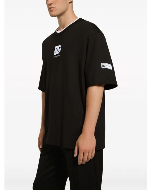 Dolce & Gabbana Kurzarm-T-Shirt Mit Dg-Logopatch in Black für Herren