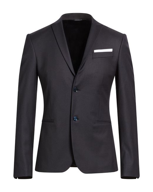 Daniele Alessandrini Black Blazer Polyester, Viscose, Elastane for men