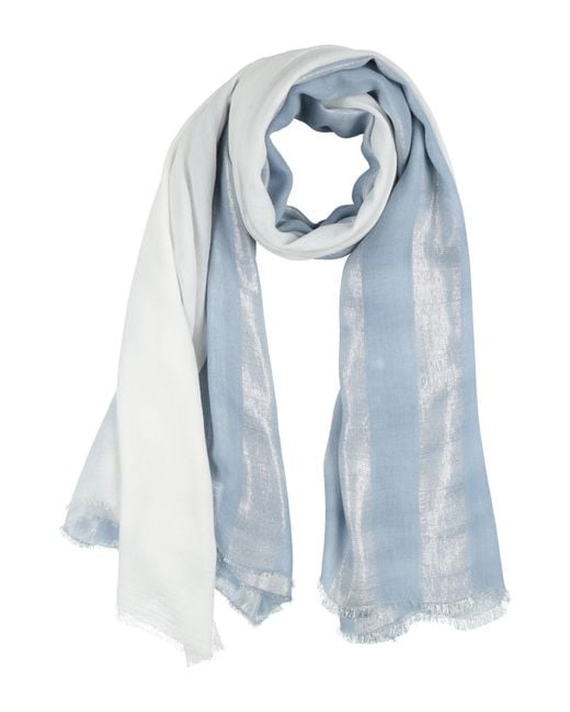 Peserico Blue Scarf Modacrylic, Viscose, Polyester