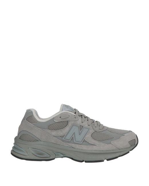 New Balance Gray Sneakers Leather, Textile Fibers for men