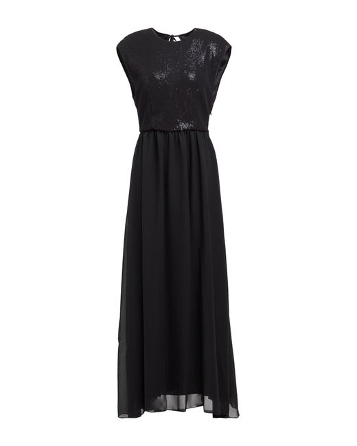 Peserico Black Maxi Dress Polyester, Cotton