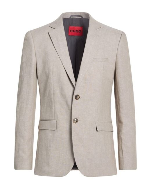 HUGO Blue Blazer Cotton, Linen for men