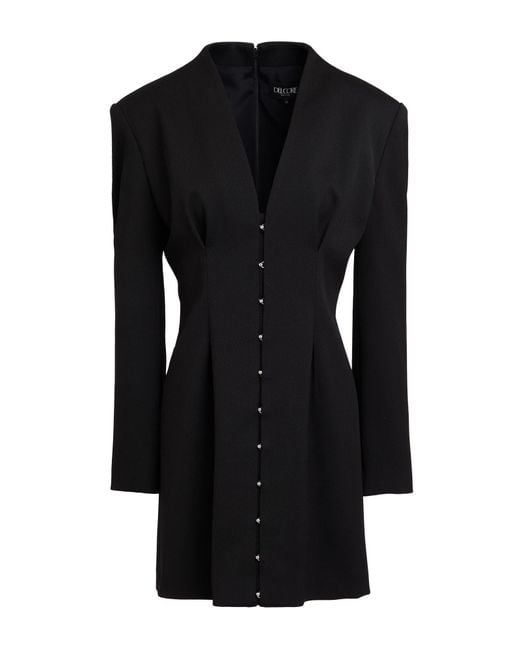 Del Core Black Mini Dress Virgin Wool, Acetate, Silk