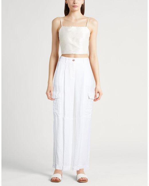 Peserico White Pants Linen