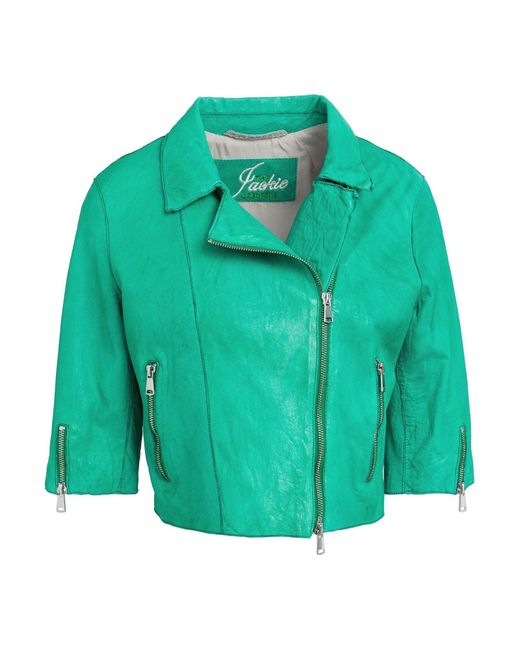THE JACK AND JACKIE LEATHERS Green Emerald Jacket Leather