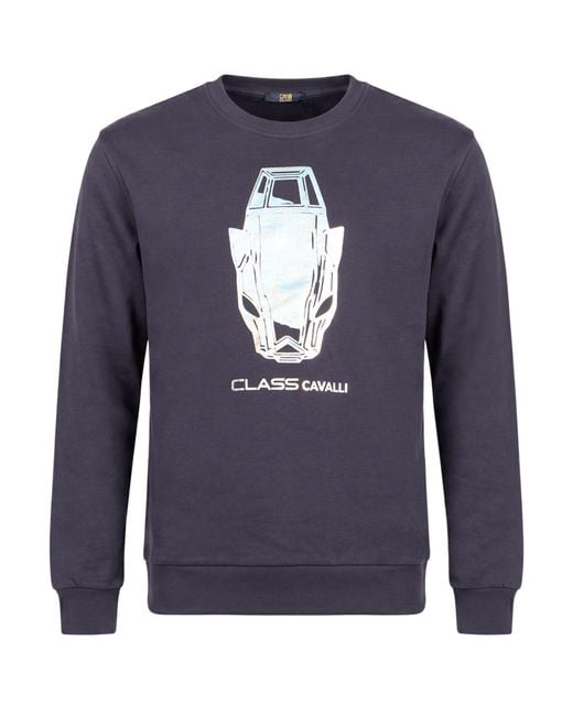 Roberto Cavalli Blue Midnight Sweatshirt Cotton for men