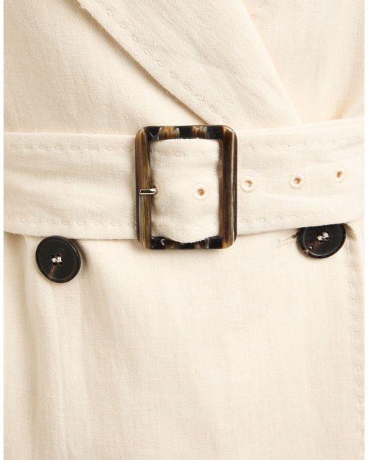 Max Mara Natural Overcoat & Trench Coat Linen