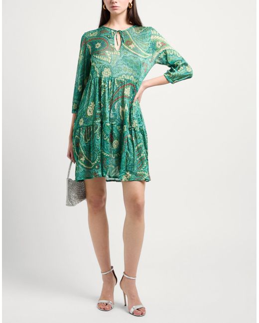 Siyu Green Mini Dress Polyester, Polyamide