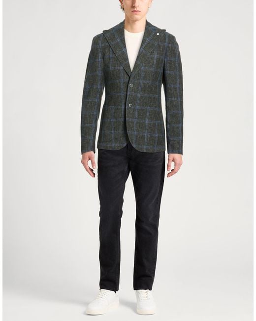 L.b.m. 1911 Gray Blazer Linen, Cotton for men