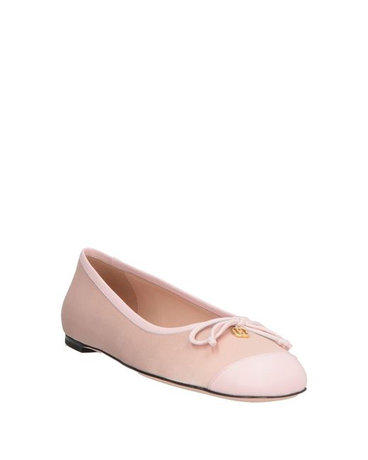 Bally Pink Ballet Flats Leather, Polyester