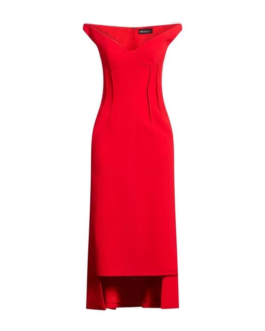 David Koma Red Midi Dress Viscose, Acetate, Elastane