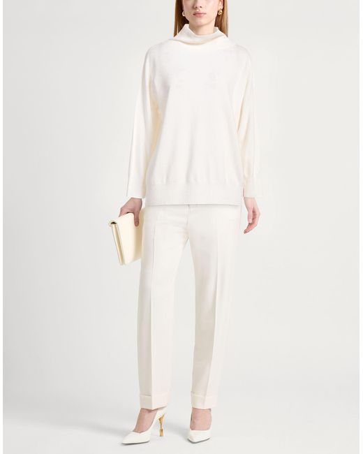 Liviana Conti White Ivory Turtleneck Pure Virgin Wool Iws