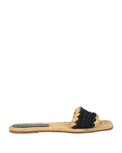 Paloma Barceló Black Sandals Textile Fibers, Natural Raffia
