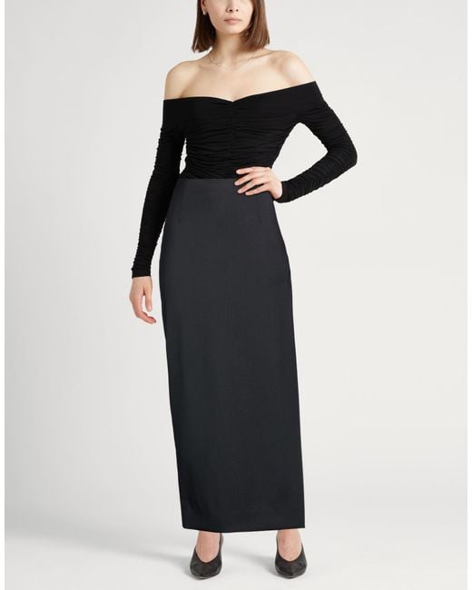 Lardini Black Maxi Skirt Virgin Wool, Elastane