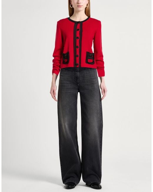 MEIMEIJ Red Cardigan Virgin Wool, Acetate, Silk