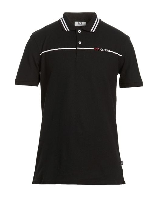 Ice Iceberg Black Polo Shirt Cotton for men