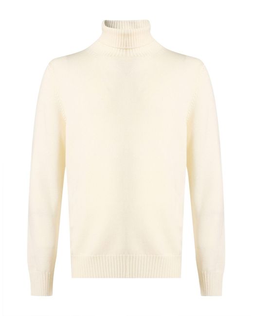 LA BIELLESE White Ivory Turtleneck Virgin Wool for men