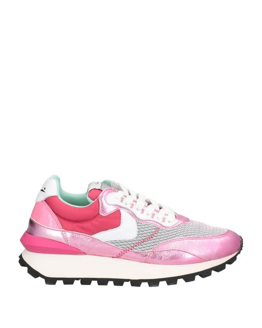 Voile Blanche Pink Sneakers Leather, Textile Fibers