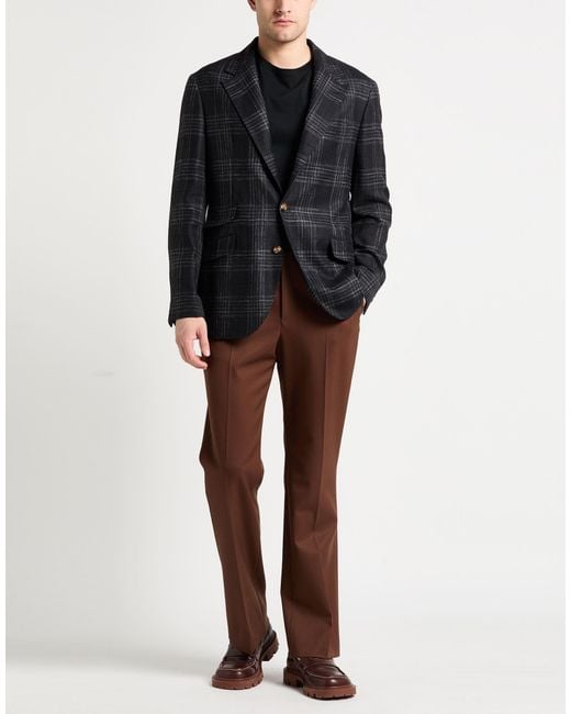Brunello Cucinelli Black Blazer Wool, Silk, Linen for men