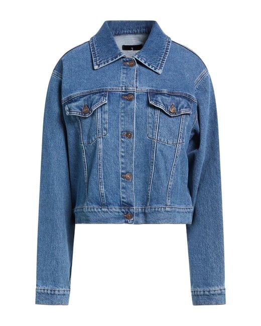 7 For All Mankind Blue Denim Outerwear Cotton, Elastane